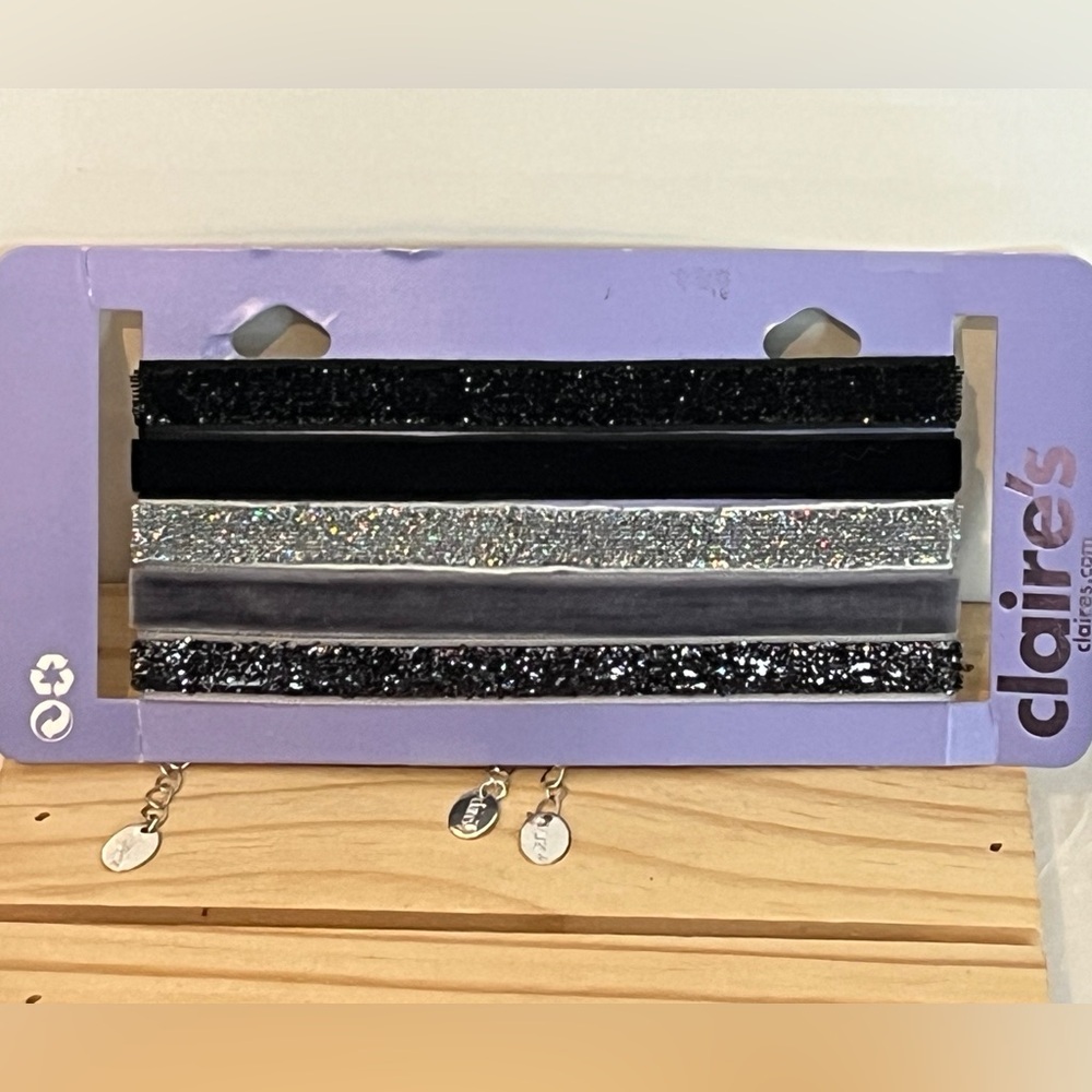 PICK 3/$12.00 Claire's 5pc Black and Silver Choker Necklace Set